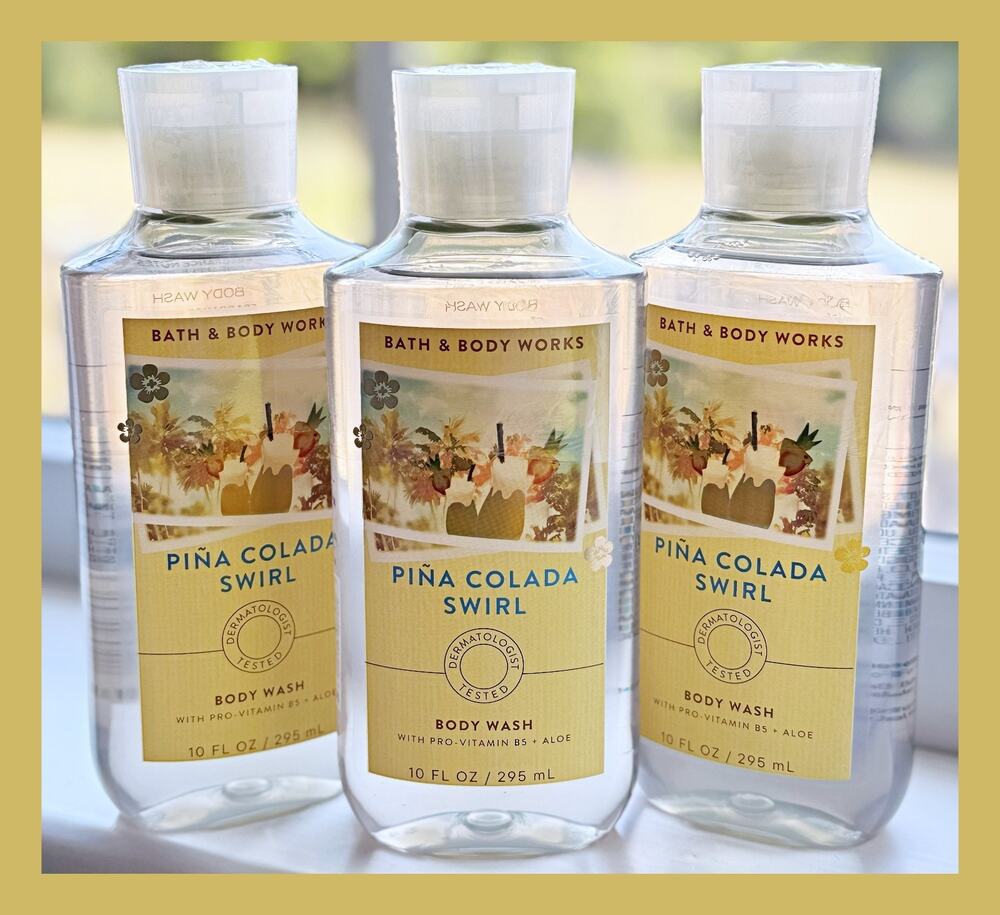Bath & Body Works Pina Piña Colada Swirl Shower Gel Body Wash with Aloe B5 x3